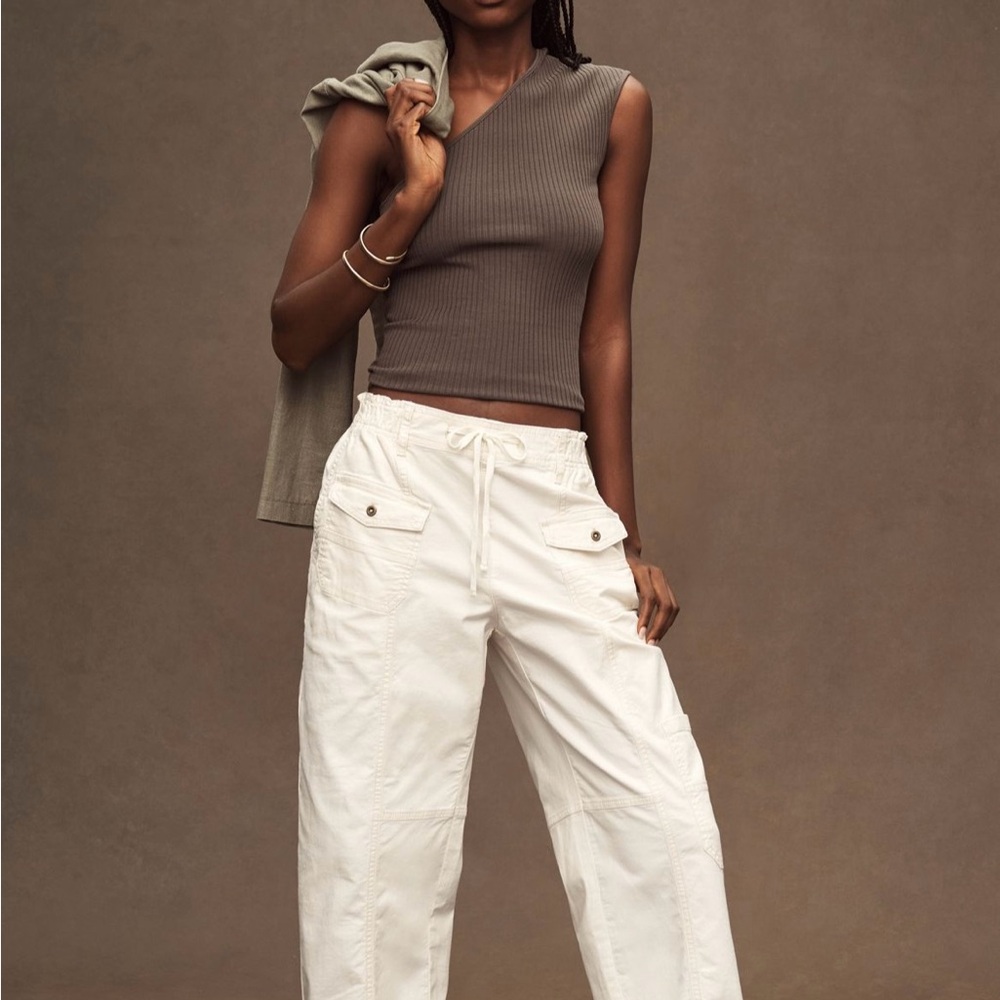 Anthropologie Pilcro Utility Drawstring Pocket Pants - Ivory - NWOT